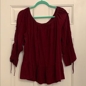 LOFT Off Shoulder Maroon Blouse
